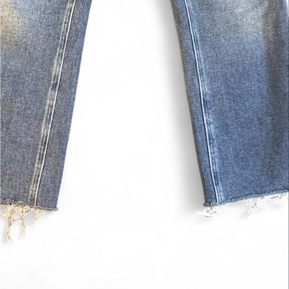 Paige High Rise Light Wash Straight Leg Denim Jeans Raw Hem size 28 Sz 6 - Picture 5 of 8